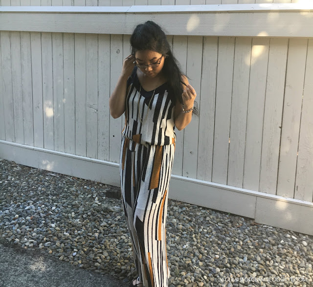 OOTD Printed Jumpsuit Dezzal - Andrea Tiffany A Glimpse of Glam