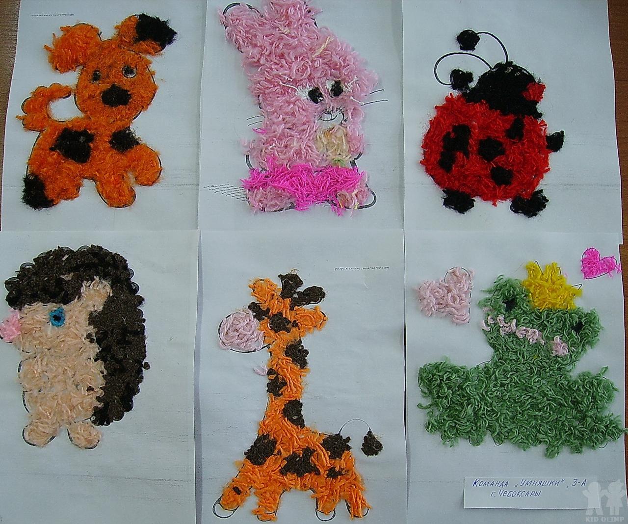 аппликация из шерстяных ниток. аппликация из резаных ниток. аппликация из ниток. аппликация из резаных ниток. поделки из ниток для детей.