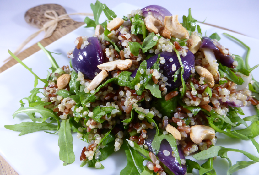 Rocket and Roses Vegan Kitchen Quinoa & Red Rice Salad with Cashew