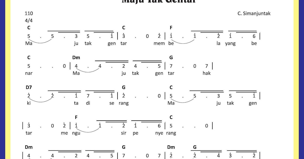 Maju Tak Gentar Merupakan Lagu Nasional Dengan Tangga Nada