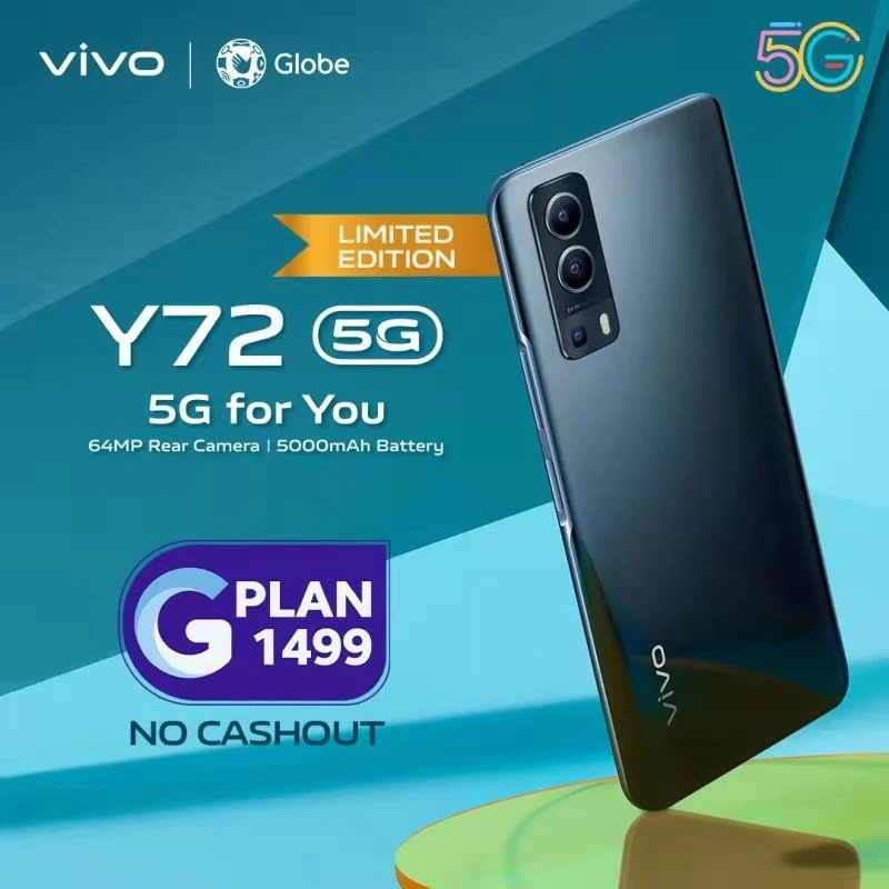 Get the vivo Y72 5G with no cash out with Globe’s GPLAN 1499