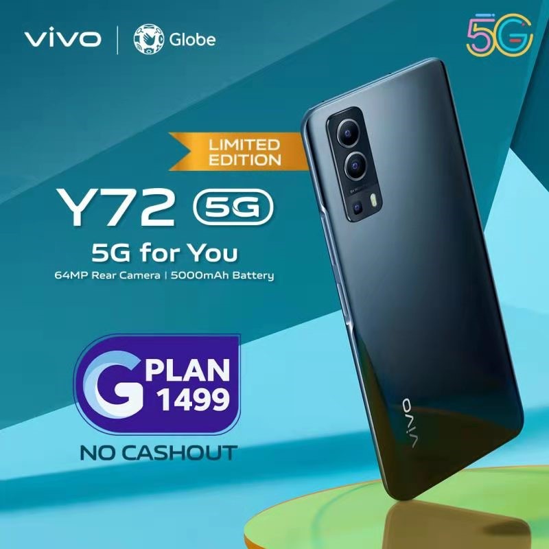 vivo Y72 5G available at Globe GPLAN 1499 with zero cashout