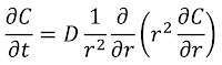 The diffusion equation in spherical coordinates.