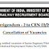 RRB JE CEN 03/2018 Official Notice For Cancellation of Vacancies