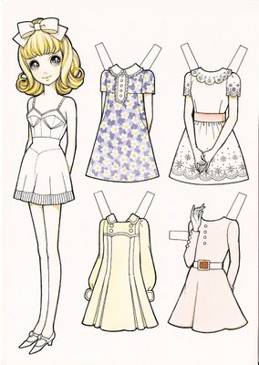Printable Paper doll patterns for kids - Girl Coloring version