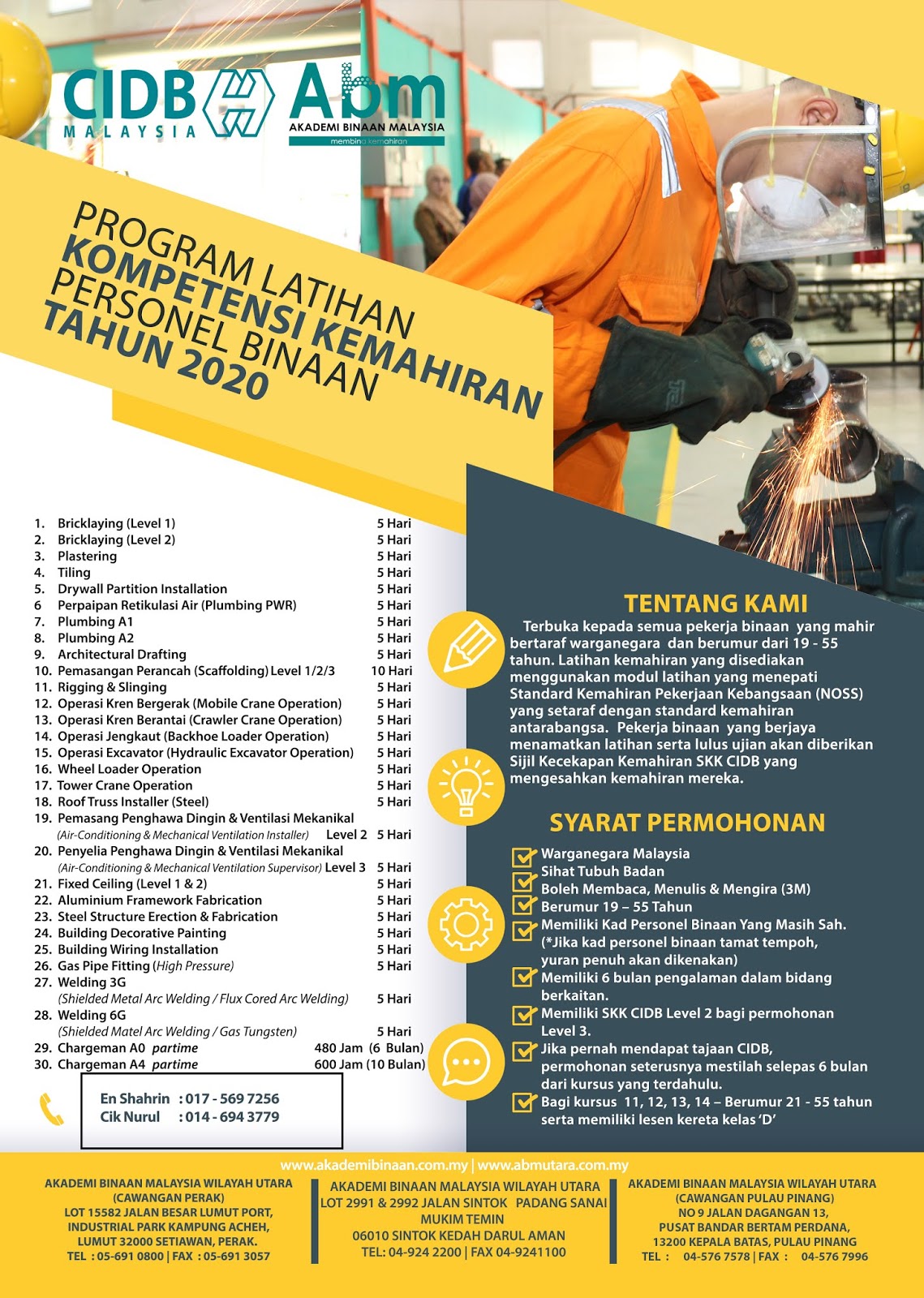 Program Latihan Kompetensi Kemahiran Personel Binaan Tahun 2020 Akademi Binaan Malaysia Utara