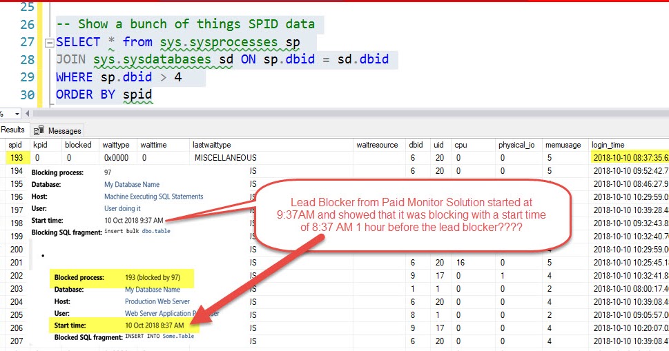 SQL Monitoring for Blocking and Locking Capture and Log to table with