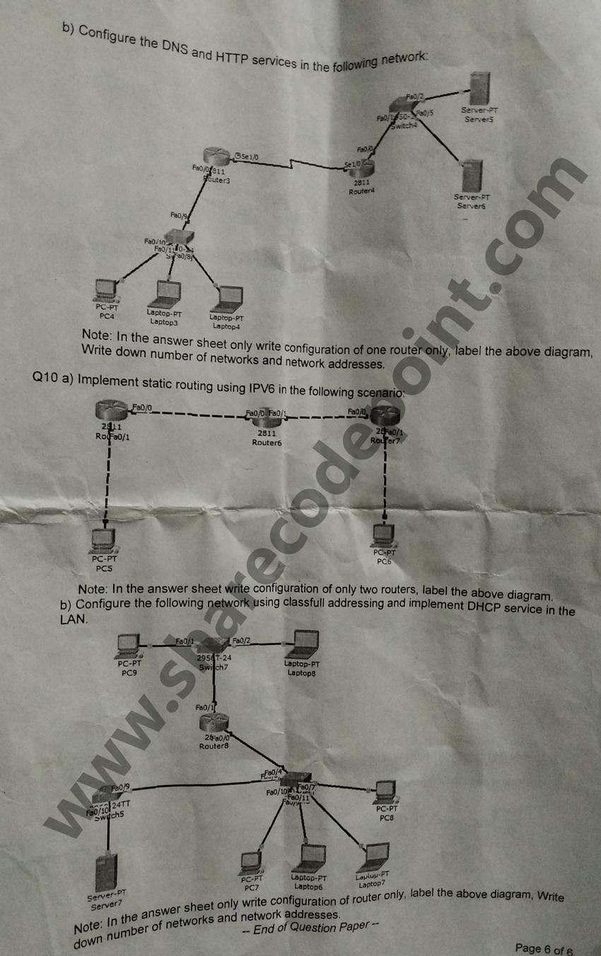 CSE307 Computer Network Lab End Term Practical Questions CSE 307