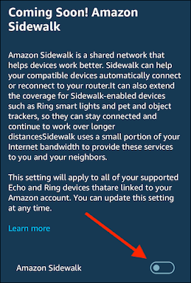 قم بإيقاف تشغيل خيار "Amazon Sidewalk"