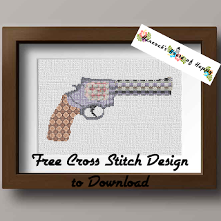 Cross Stitch Revolver Silhouette Pattern with Geometric Cross Stitch Repeating Pattern Cross Stitch Revolver Silhouette Pattern with Geometric Cross Stitch Repeating Pattern