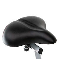 Large saddle adjusts up/down & forwards/backwards on 3G Cardio Elite UB Upright Exercise Bike