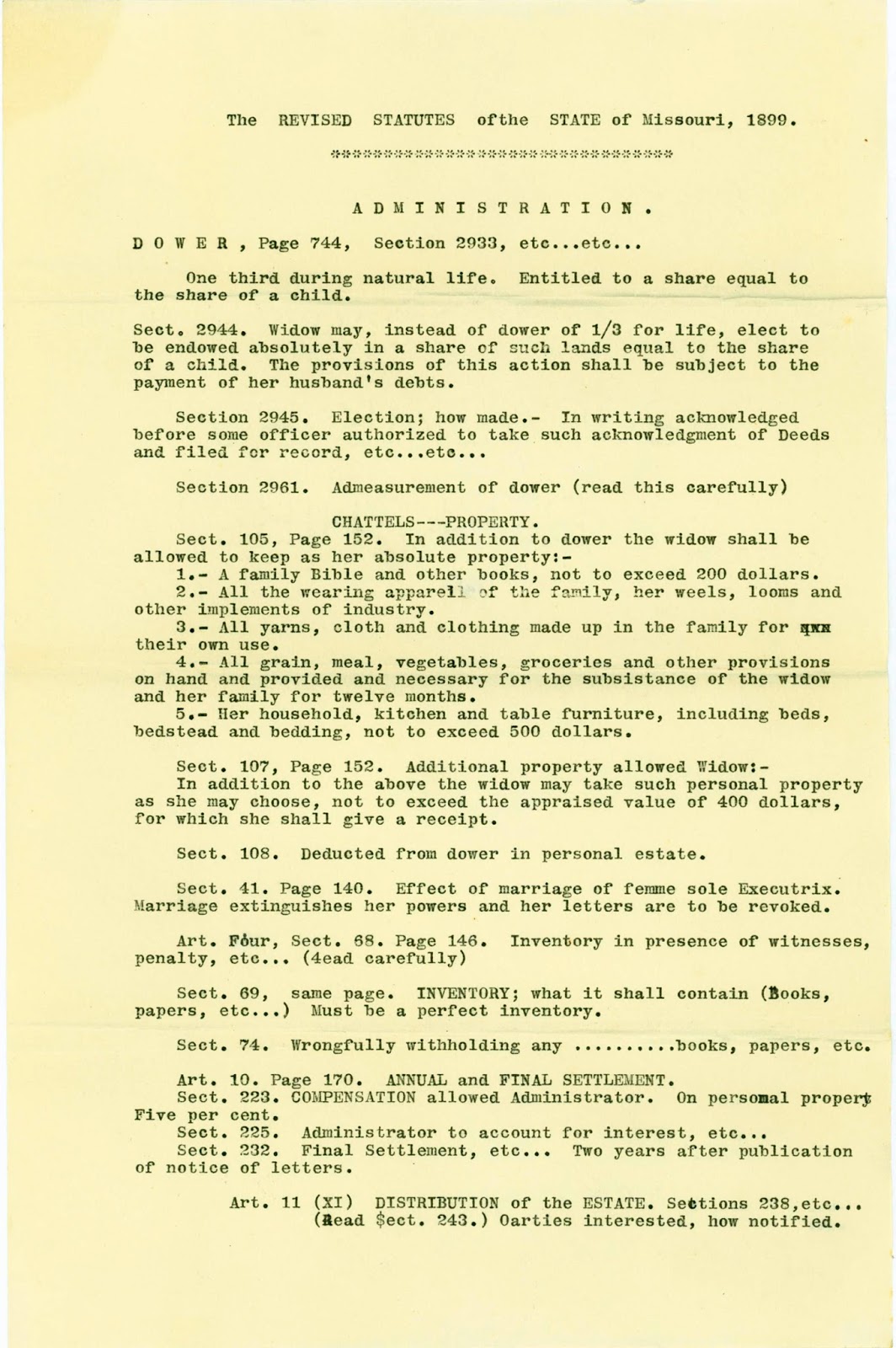 Ancestral Discoveries Treasure Chest Thursday Missouri 1899 Statutes