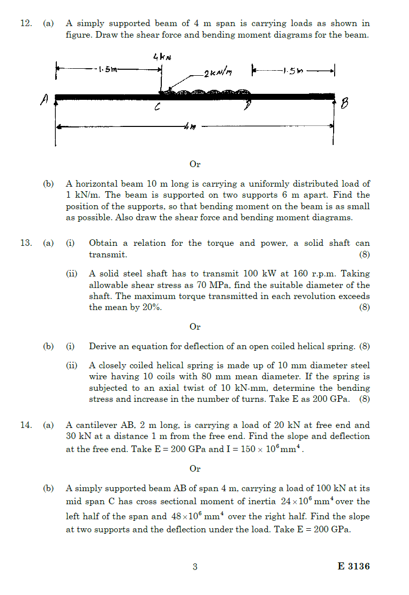 ME2254 Strength of Materials April May 2010 Question Paper University