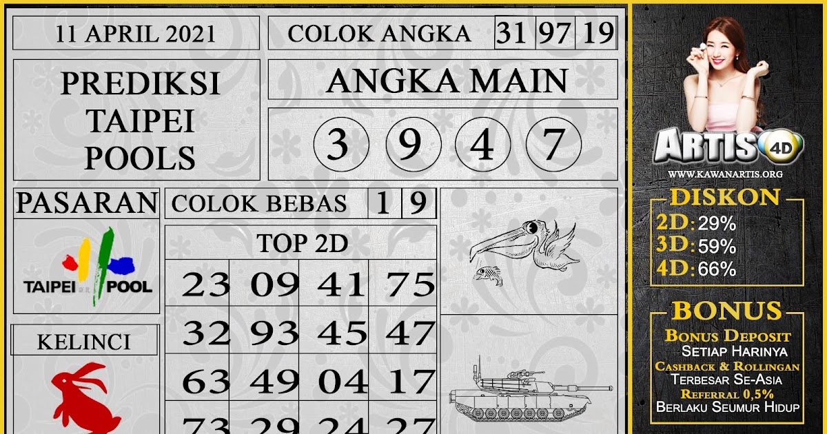 PREDIKSI TAIPEI POOLS 11 APRIL 2021 Bocoran Togel paling