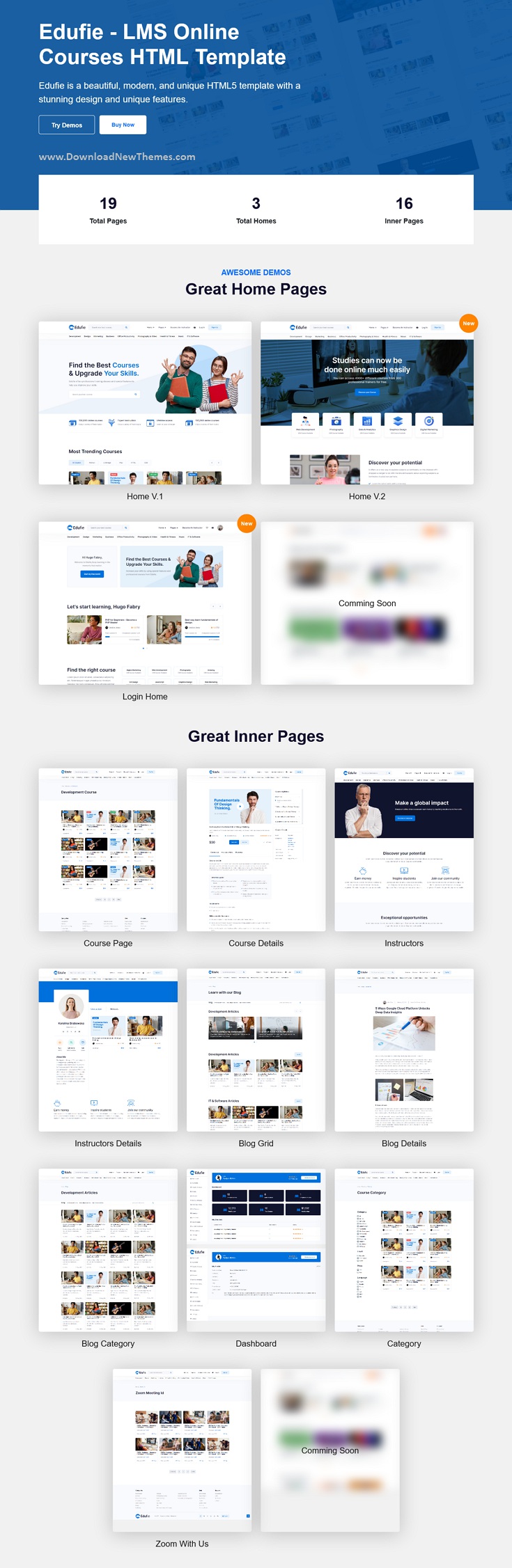 Edufie - LMS Online Courses HTML Template Review - Download New Themes