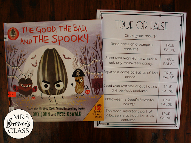 The Good The Bad and The Spooky book study activities unit with literacy activities and a craftivity for Kindergarten and First Grade