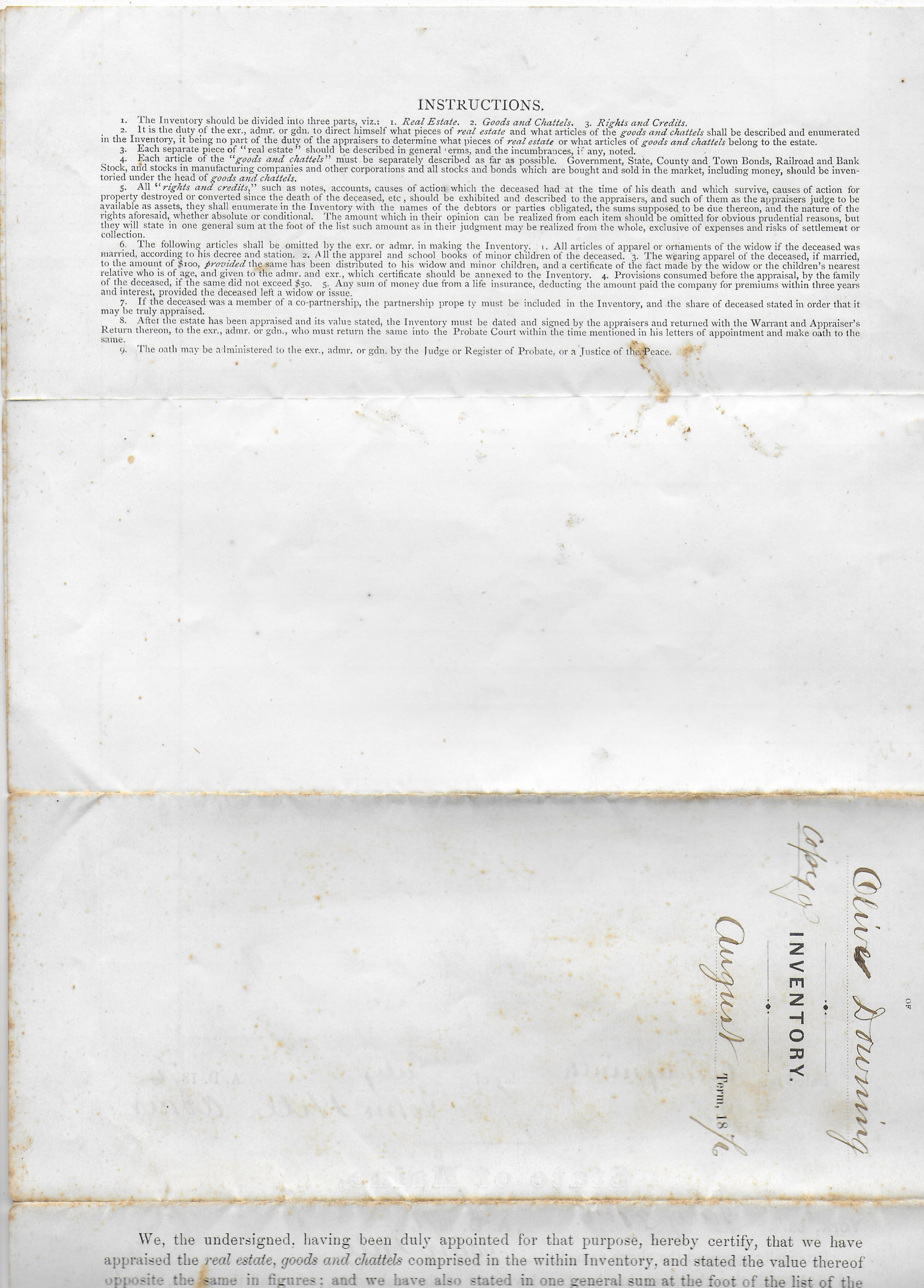 Heirlooms Reunited Inventory of the Estate of Olive (Gilpatrick