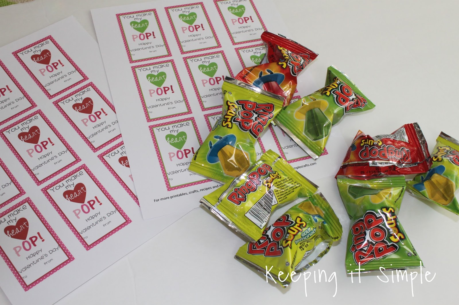 Homemade Valentines Ring Pop Valentine with Printable