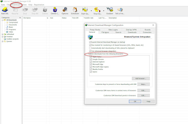 mengatasi idm tidak bisa download dengan cara memberi akses pada browser