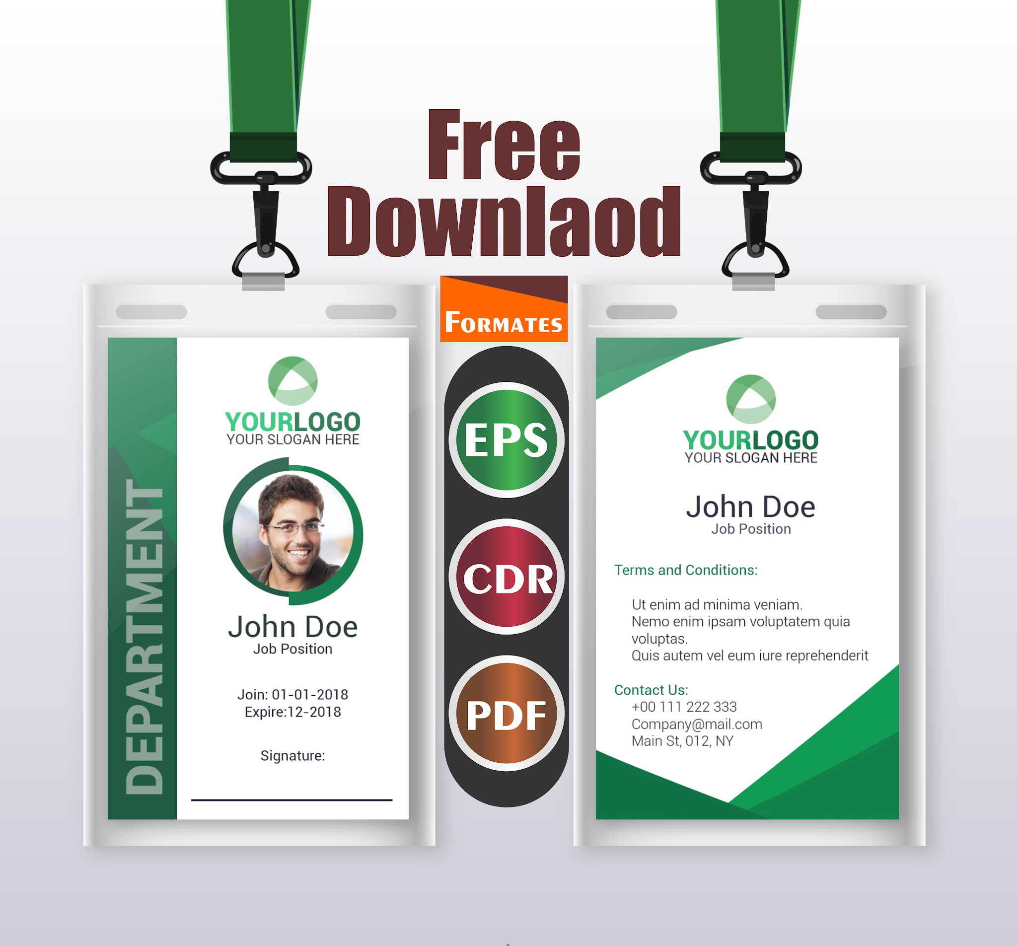 id card template free download cdr employee id card template free