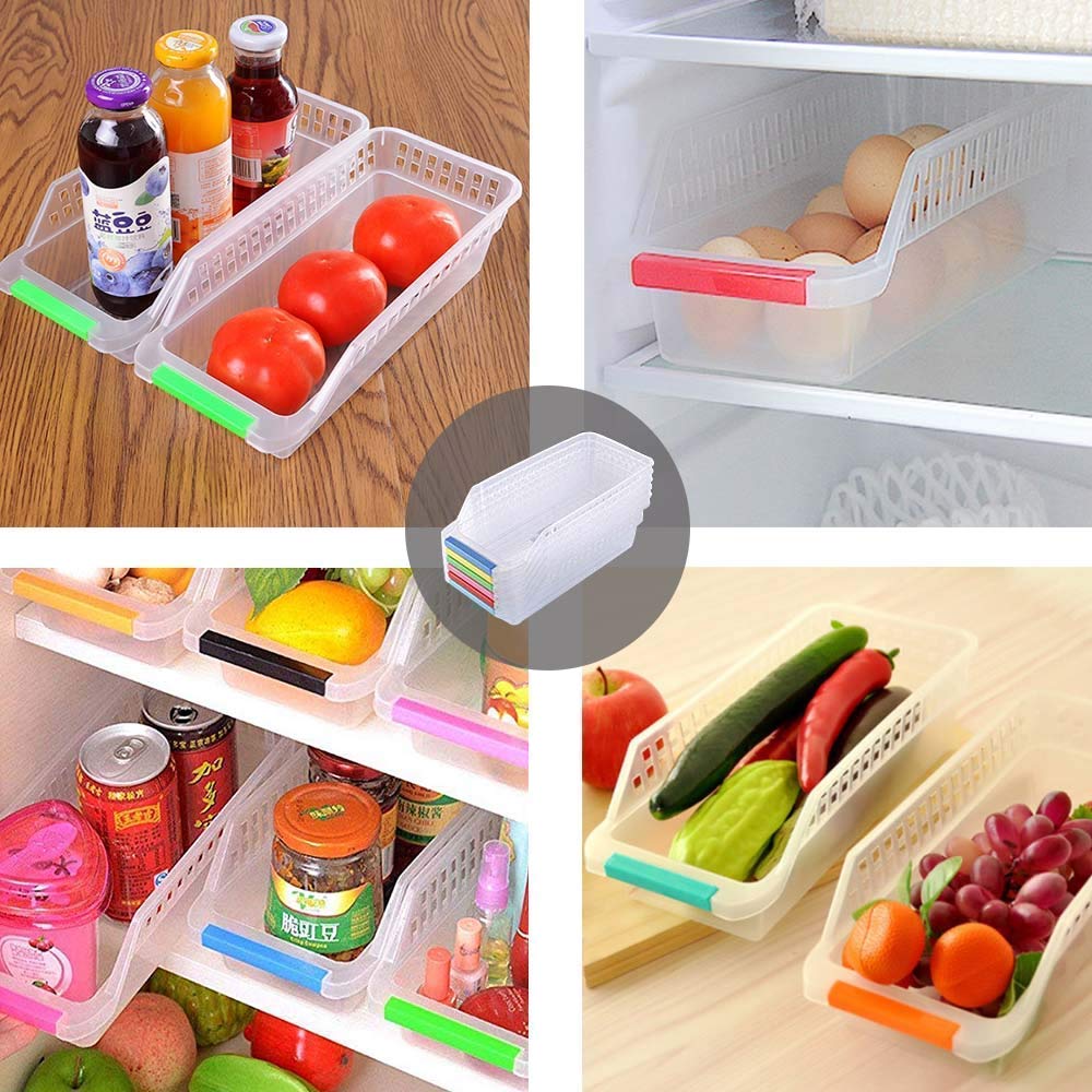 Plastic Fridge Shelf Organizer Rack Space Saver Food Storage Basket