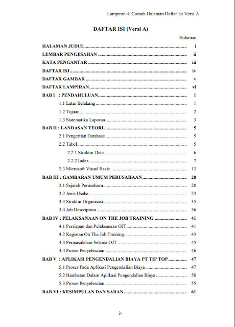 Contoh Lampiran Laporan Pkl