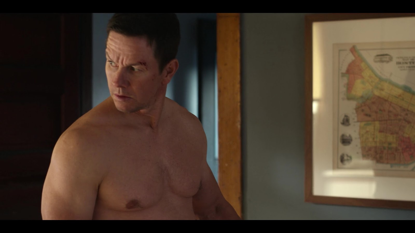 Mark Wahlberg shirtless in Spenser Confidential.