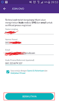 cara daftar dari aplikasi OVO Cash