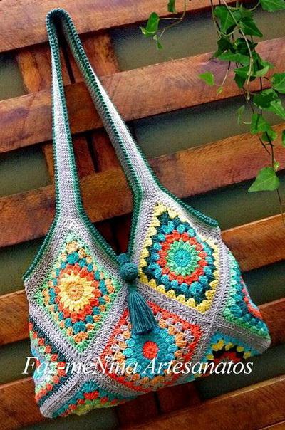 Crochet Bag - Easy Crochet Pattern Of Diagonal Squares Bags - Style (2)
