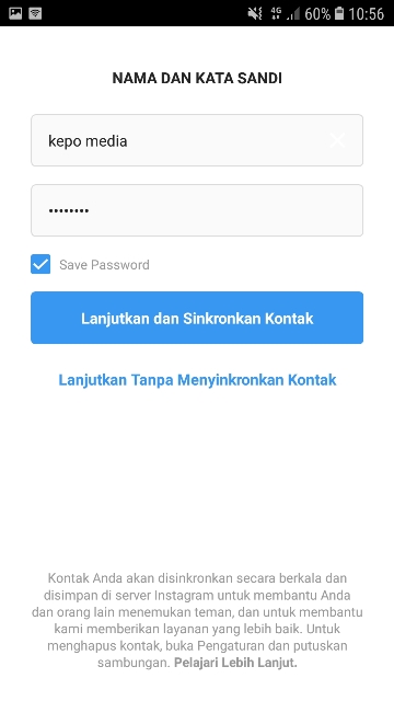 Teks prosedur cara membuat akun instagram