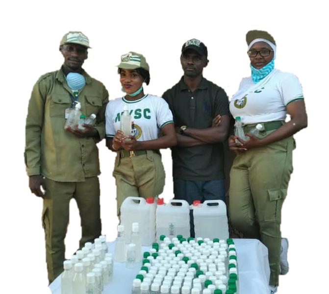 Corps Members Donate Alcohol based Hand Sanitizers to Kaduna state