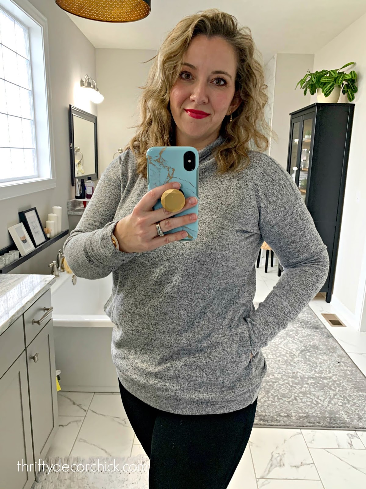 mock pullover tunic with pockets 