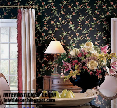 classic black wallpaper and wall coverings, floral wallpaper patterns in black