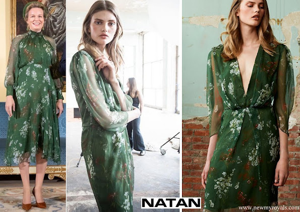 Queen Mathilde wore Natan floral print tulle dress