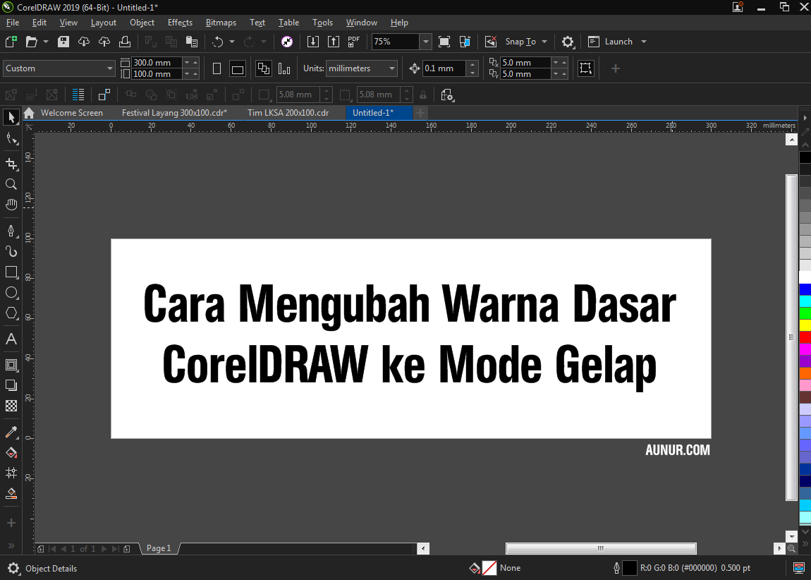 Cara Mengubah Warna Dasar CorelDRAW ke Mode Gelap Aunur