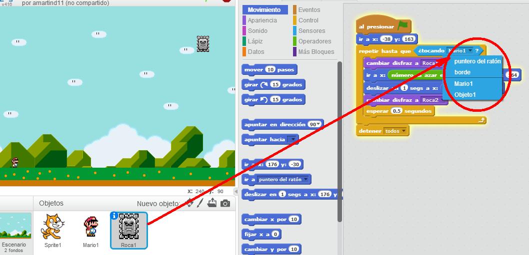 Tecnología 4º ESO Scratch instrucción tocando