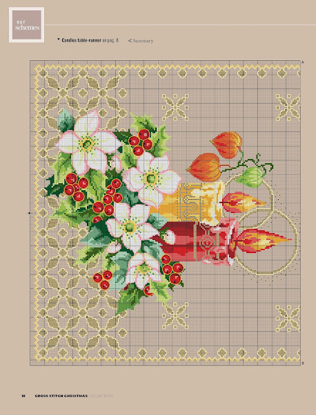 Free cross-stitch pattern for Christmas table runner | Free Cross-stitch patterns