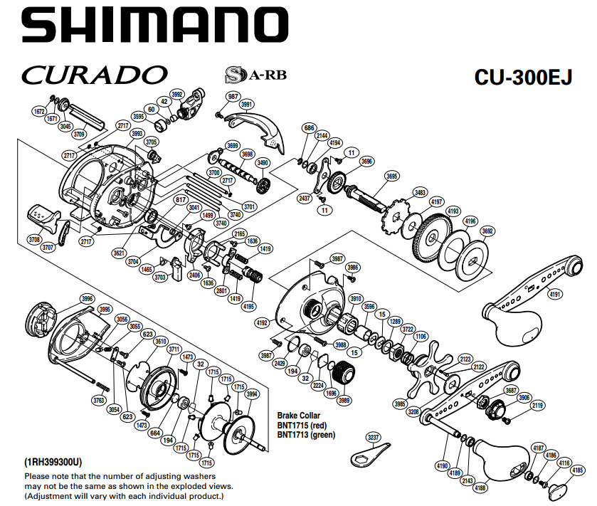 shimano curado E schematics | most complete fishing reels schematics