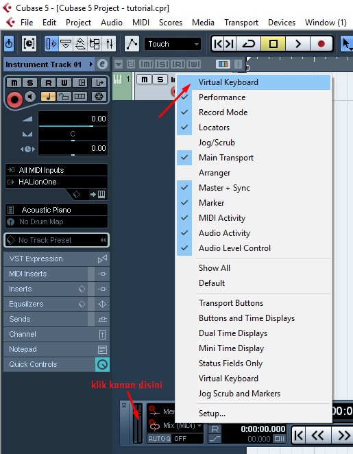 Cara Menggunakan Virtual Keyboard di Cubase 5 blogshareguitar