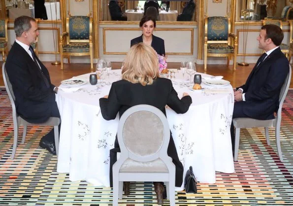 King Felipe and Queen Letizia attended a lunch hosted by French president Emmanuel Macron and his wife Brigitte Macron