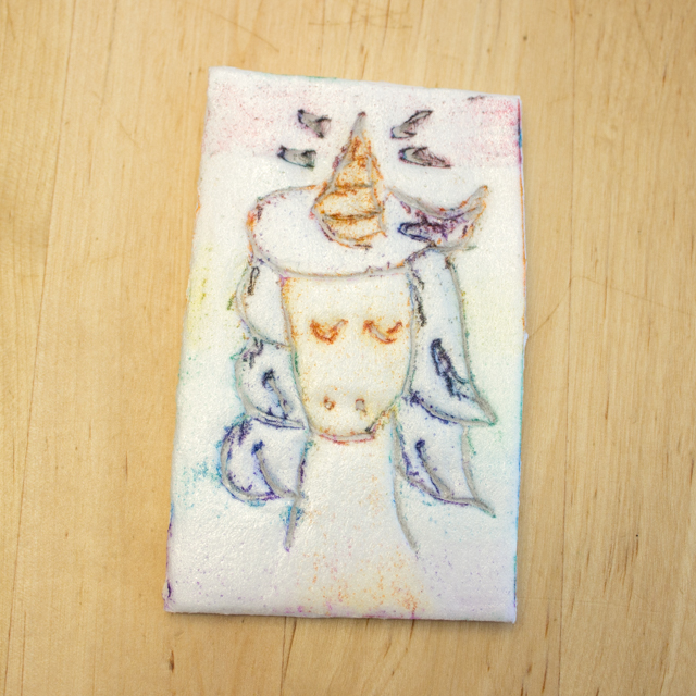 Easy Styrofoam and Marker Printmaking with Kids Pink Stripey Socks