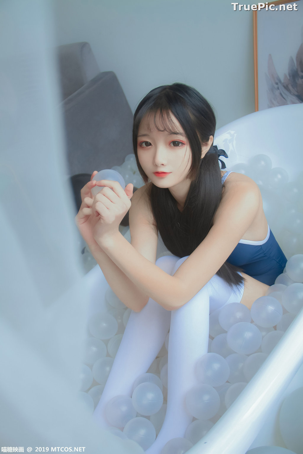 Image [MTCos] 喵糖映画 Vol.046 – Chinese Cute Model – Blue Monokini In Bathtub - TruePic.net - Picture-7