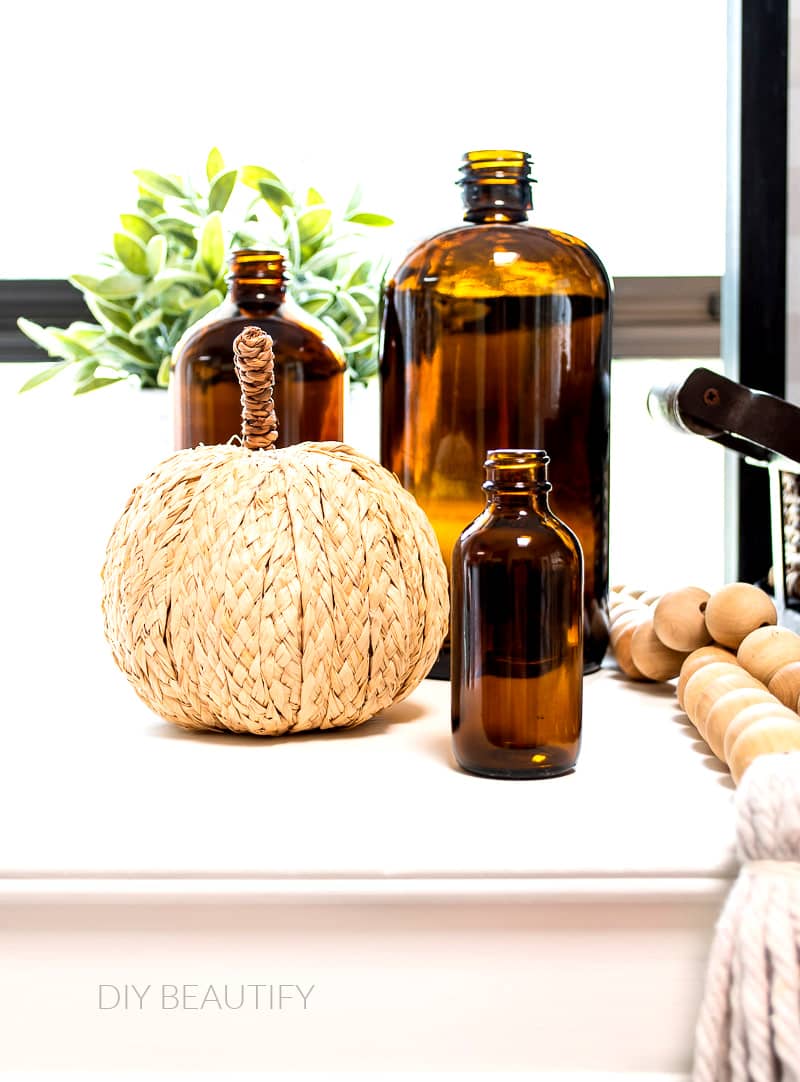 How to Decorate with Amber Glass Bottles (and where to find them cheap