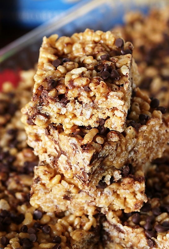 Peanut Butter Chocolate Chip Rice Krispies Treats The Kitchen is My