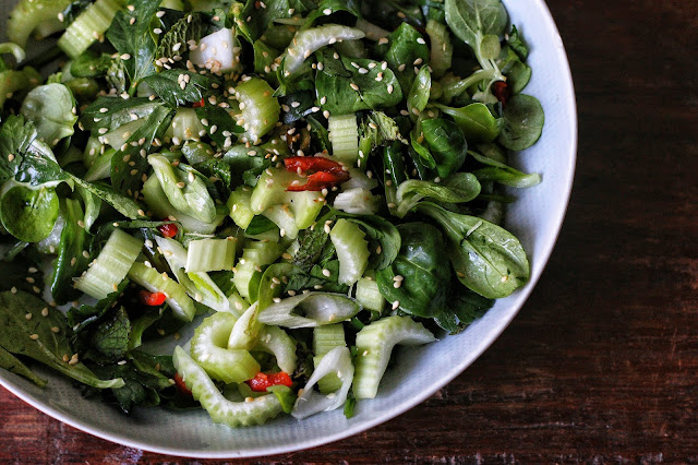 Sweet and Sour Celery Cilantro Salad