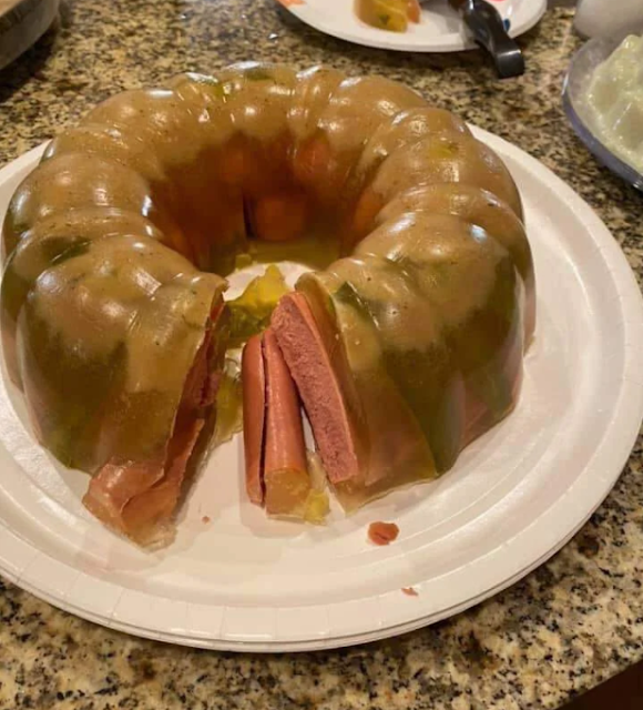 Pickle Juice & hot dog jello mold cake Cook It Quick