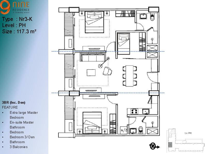 Type 3 Br Apartment Nine Residence APARTMENT 9 NINE RESIDENCE