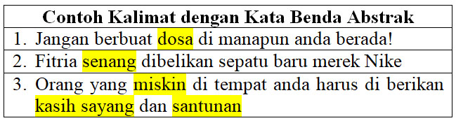 Contoh Kalimat Dengan Kata Benda Abstrak - khoiri.com