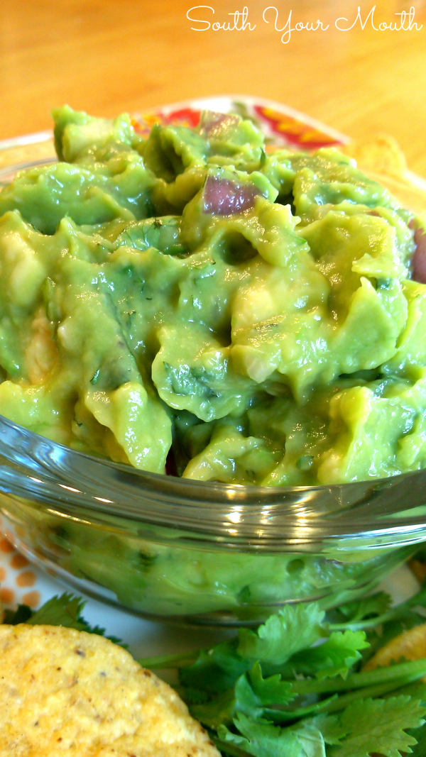 Quick & Easy Chunky Guacamole | An unbelievably easy and inexpensive semi-homemade guacamole recipe using fresh ingredients like avocado, onion and garlic with prepared guacamole from the produce department of your favorite grocery store.