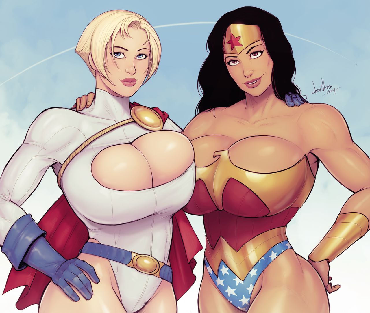Power Girl and Wonder Woman, by devilhs.